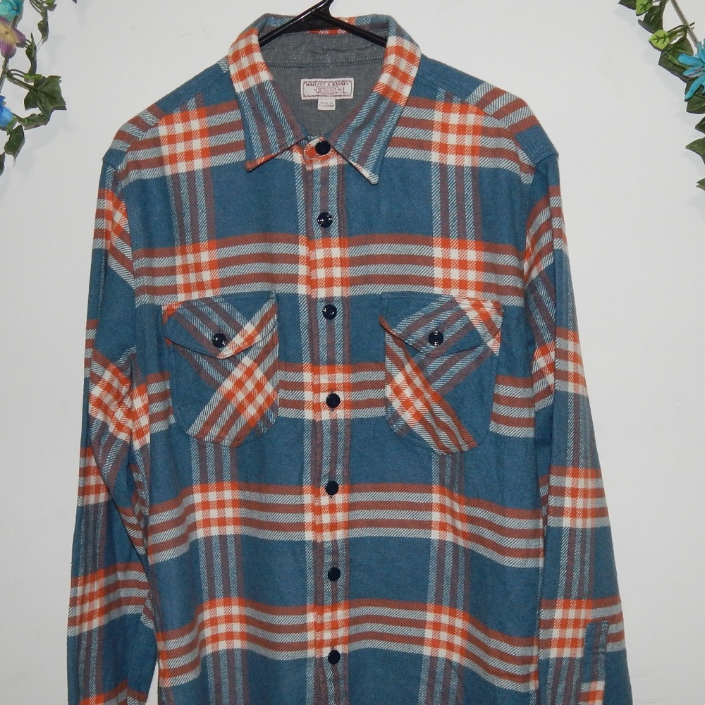 Blue and Orange Flannel - L